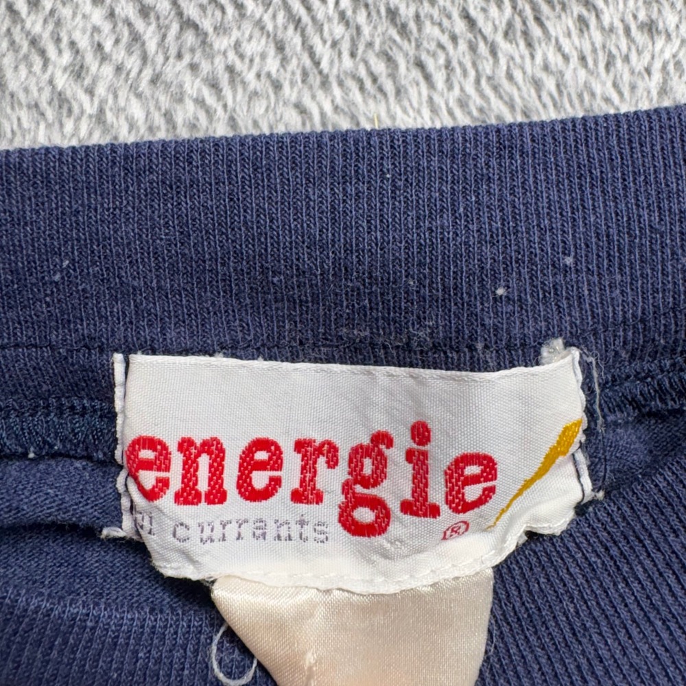 Energie Sweatshirt Mens L Navy Blue White Striped Good Vintage Crest Pocket 610 - Picture 8 of 11